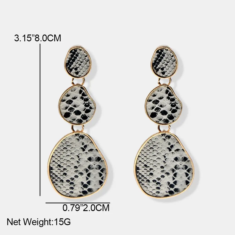 JUST FEEL Fashion Leopard Long Drop Earrings For Women Leather Vintage Geometric Punk Dangle Big Statement Earring Party Jewelry | Украшения