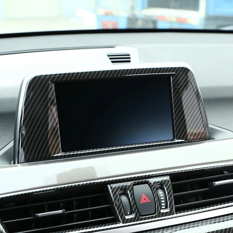 Углеродного волокна Стиль Abs Chrome Центр центральной навигации Панель рамка