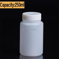 pe laboratory reagent bottle with scale plastic sample bottle with screw lid wide mouth round for chemical test 250ml 5pcspack