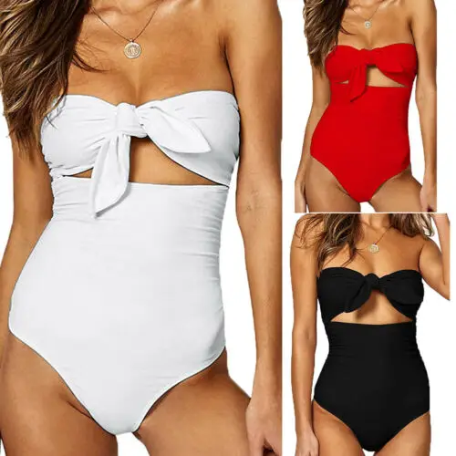 Женский слитный купальник без бретелек пуш-ап монокини Бразильское бикини