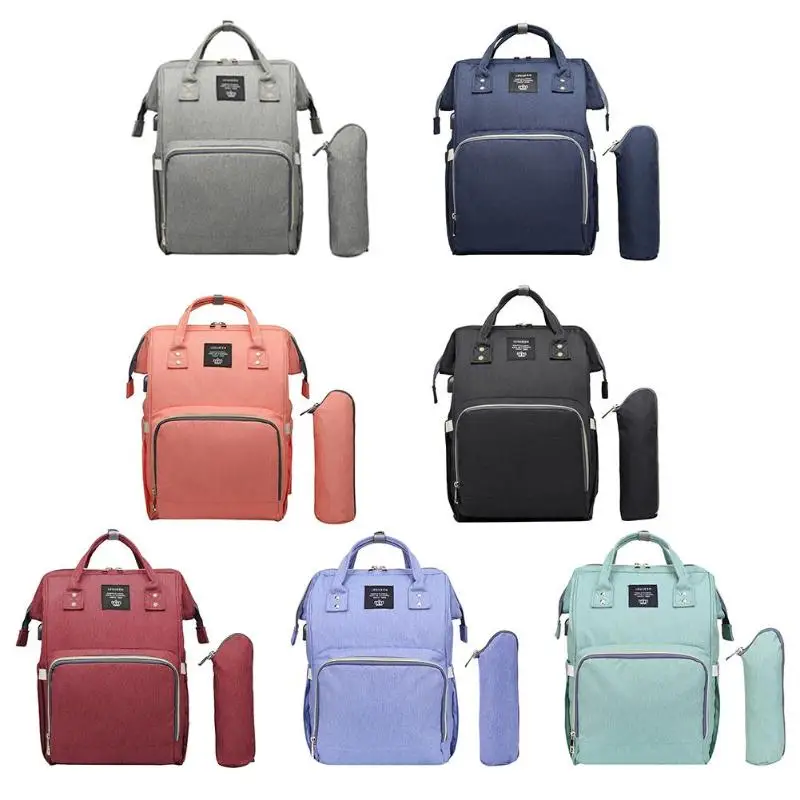 USB Charging Maternity Nursing Bags USB Port Mummy Diaper Bag Pure Color Baby Nappy Backpack Waterproof Mother Travel Handbags