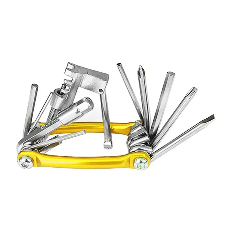 Bike Repair Set Bag Bicycle 11 in 1 Multifunctional Tool Kit T25 Chain Cutter Hex Key Mini for Road Mountain Bikes | Спорт и