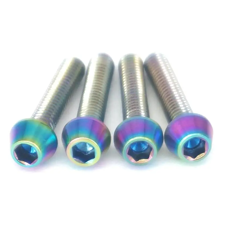

4 PCS M4x20mm Rainbow GR5 Titanium Cone head Bolts For Bike Rear Derailleur