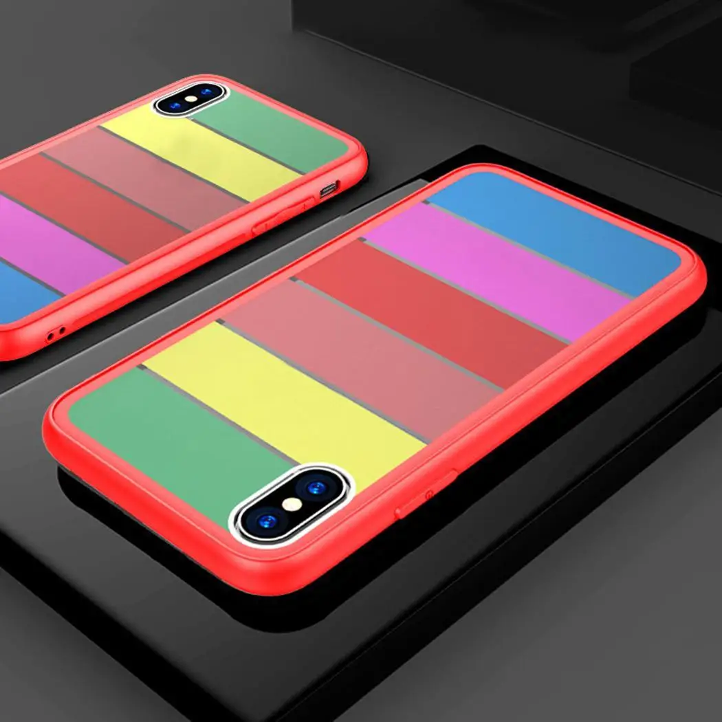 Rainbow Pattern TPU Tempered Glass Phone Easy to install and take off. Protective Case Back Cover For iPhone | Мобильные телефоны и