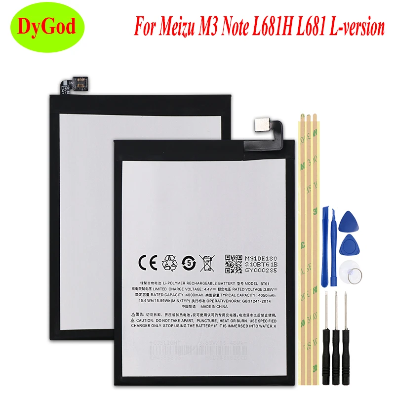Замена батареи DyGod 4000mAh BT61 для Meizu M3 Note L681H L681 L version Bateria смартфон с набором