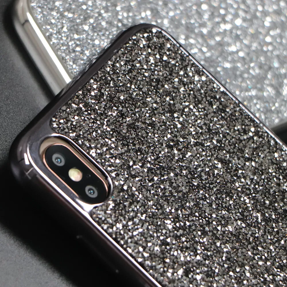 Мягкий чехол блёстки высокого качества для iPhone XR X 8 7 Plus Блестящий Алмазный ТПУ XS