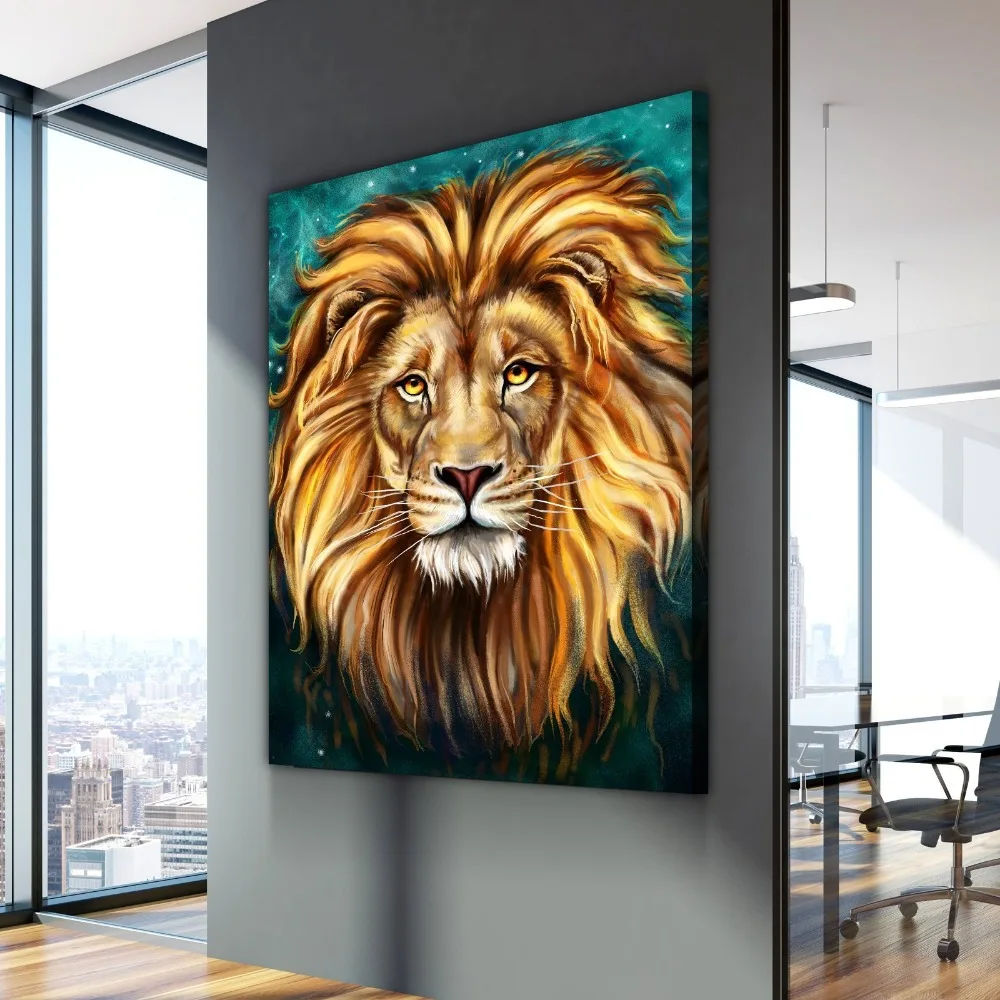 

Nordic Print Picture Lion Poster Animal Cuadros Oil Painting Canvas Wall Art Picture Home Decoration Living Room Canvas Painting