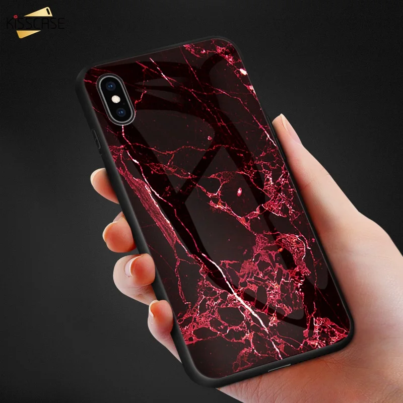 KISSCASE мраморный чехол из закаленного стекла для Huawei P30 Pro P10 P20 Mate 20 телефона Honor 8X 8C 10