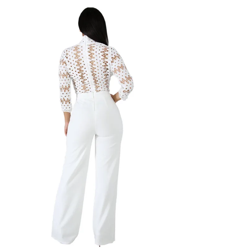 MUXU модный белый кружевной комбинезон из кусков женский цельный прозрачный