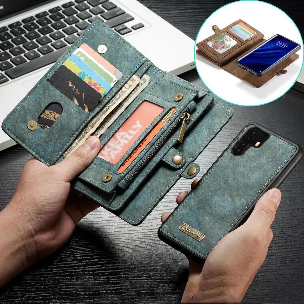 Чехол для Huawei P30 P20 Pro Lite Mate 20 кошелек на молнии роскошный Съемный флип чехол из