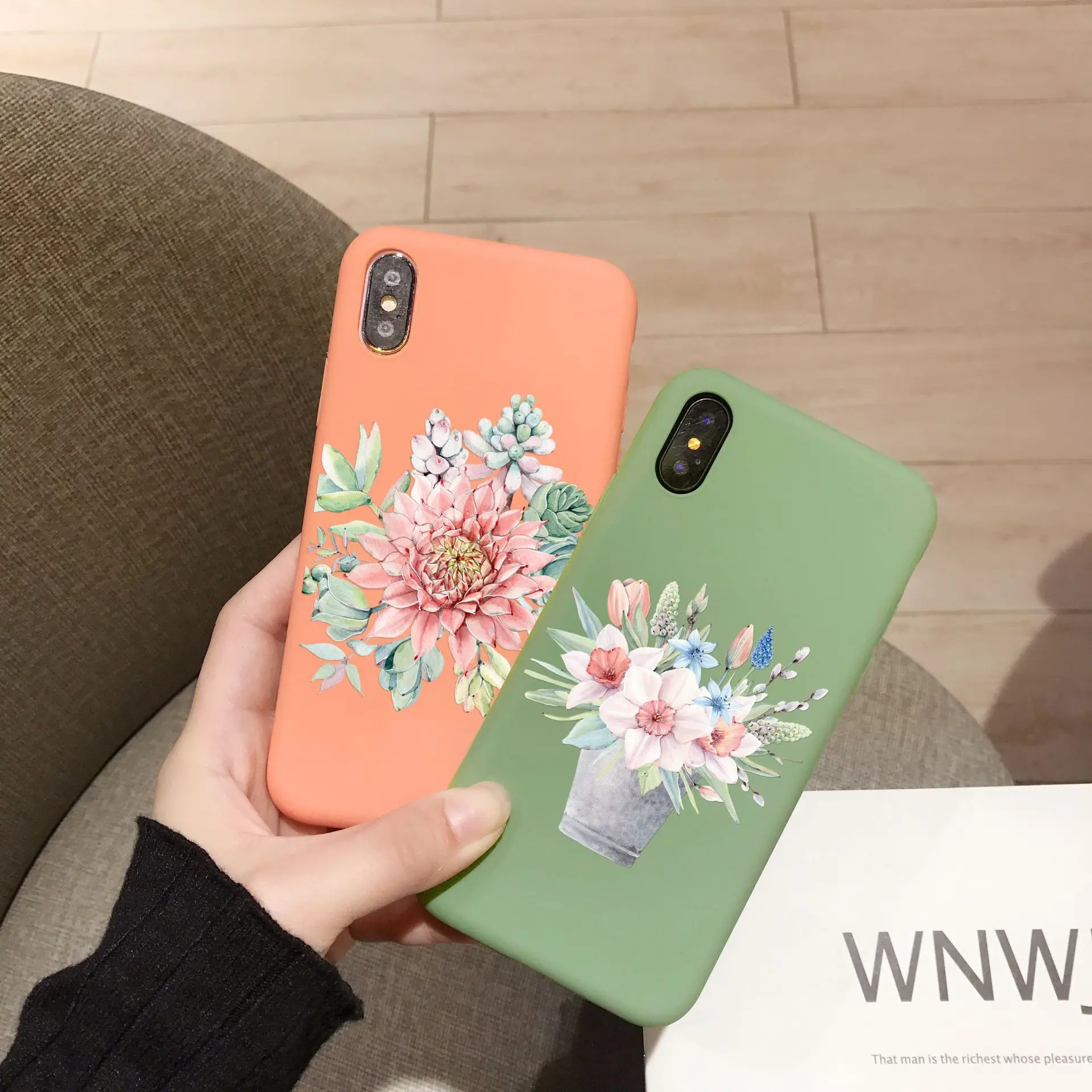 Цветной чехол для телефона в форме кактуса с цветами Iphone XS Max XR X 8 7 6 6S Plus роскошные