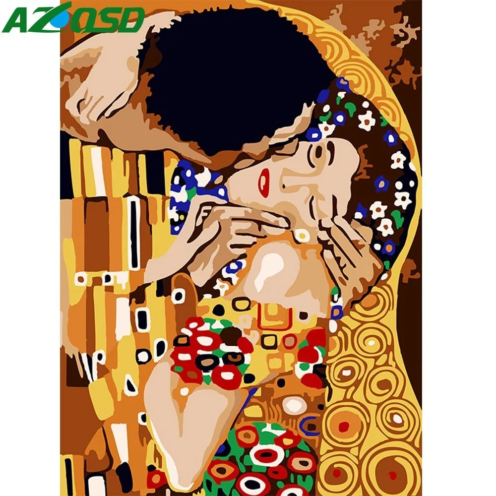 AZQSD масляная краска для любителей покраски по номерам Kiss Картина на холсте DIY
