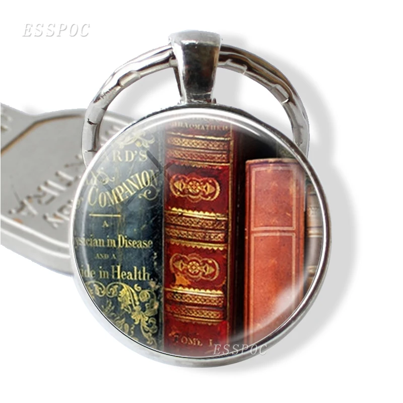 Ретро брелок в виде книги Эдгара Аллана Poe стеклянный купол с кабошоном ювелирный
