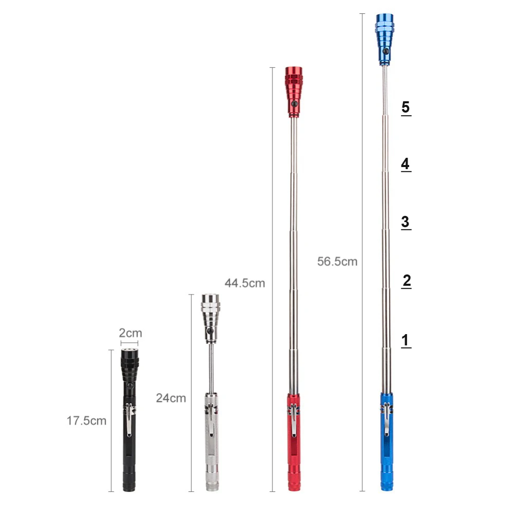 Гибкий Магнитный Телескопический фонарь для кемпинга и рыбалки с поворотом на 360