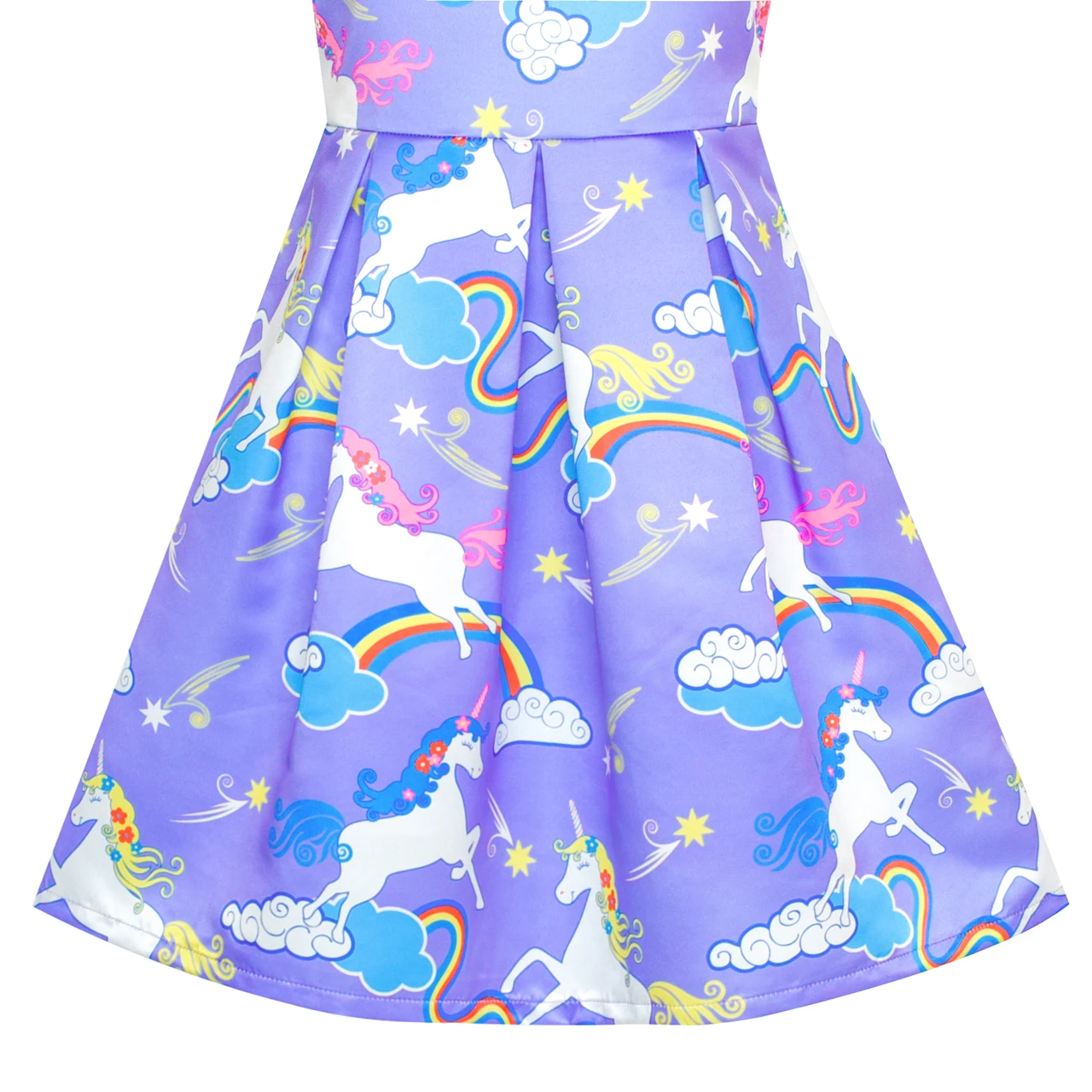 Sunny Fashion платья для девочек Пурпурный единорог Радуга Плиссированный Хэллоуин 2020