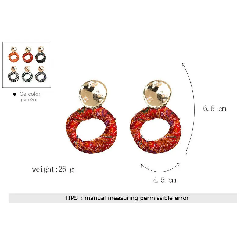 Fashion Women Bohemian Colorful Cloth Round Drop Statement Earrings Jewelry Gift Brand Fine | Украшения и аксессуары