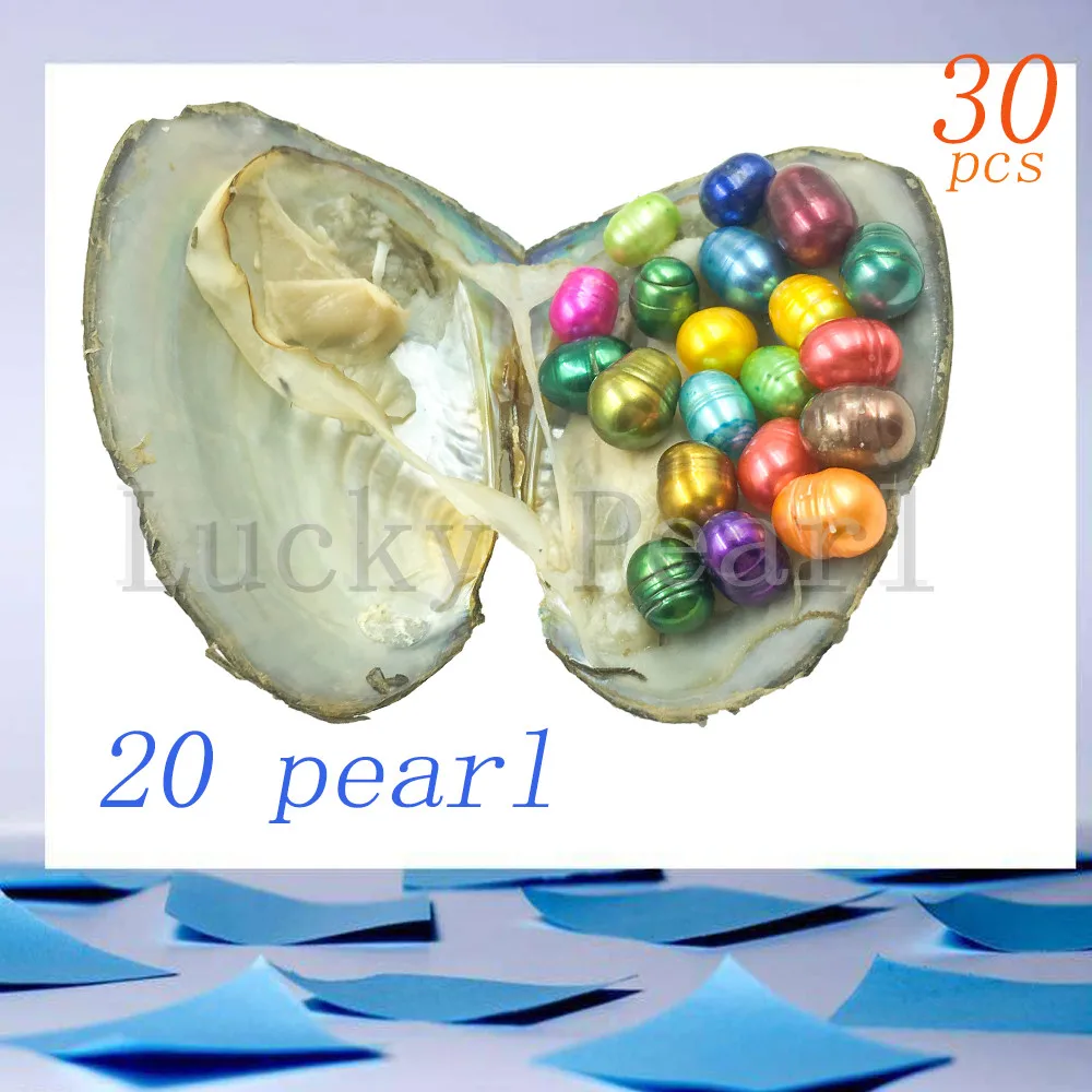 Лаки pearl 30 шт. 20 жемчуг в устрицах 8 10 мм Жемчуг акоя большой рис DIY шарики для