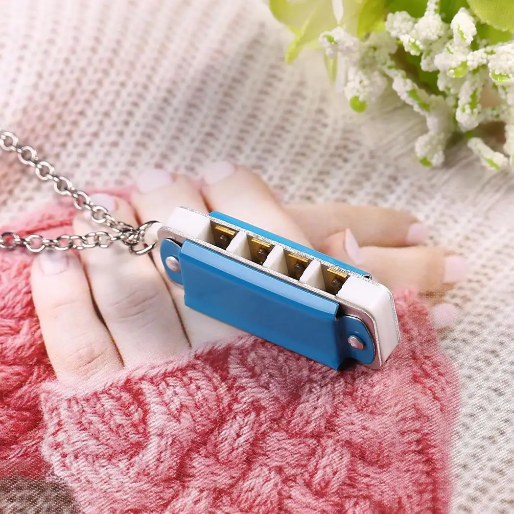 Дети 4 отверстия 8 тон Мини гармоника с necklace ем дома школы и т. д. цепь игрушка 12 г