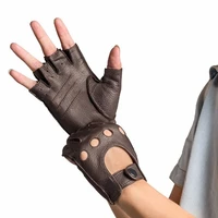 svadilfari spring mens genuine leather gloves driving unlined 100 deerskin half finger gloves fingerless gym fitness gloves