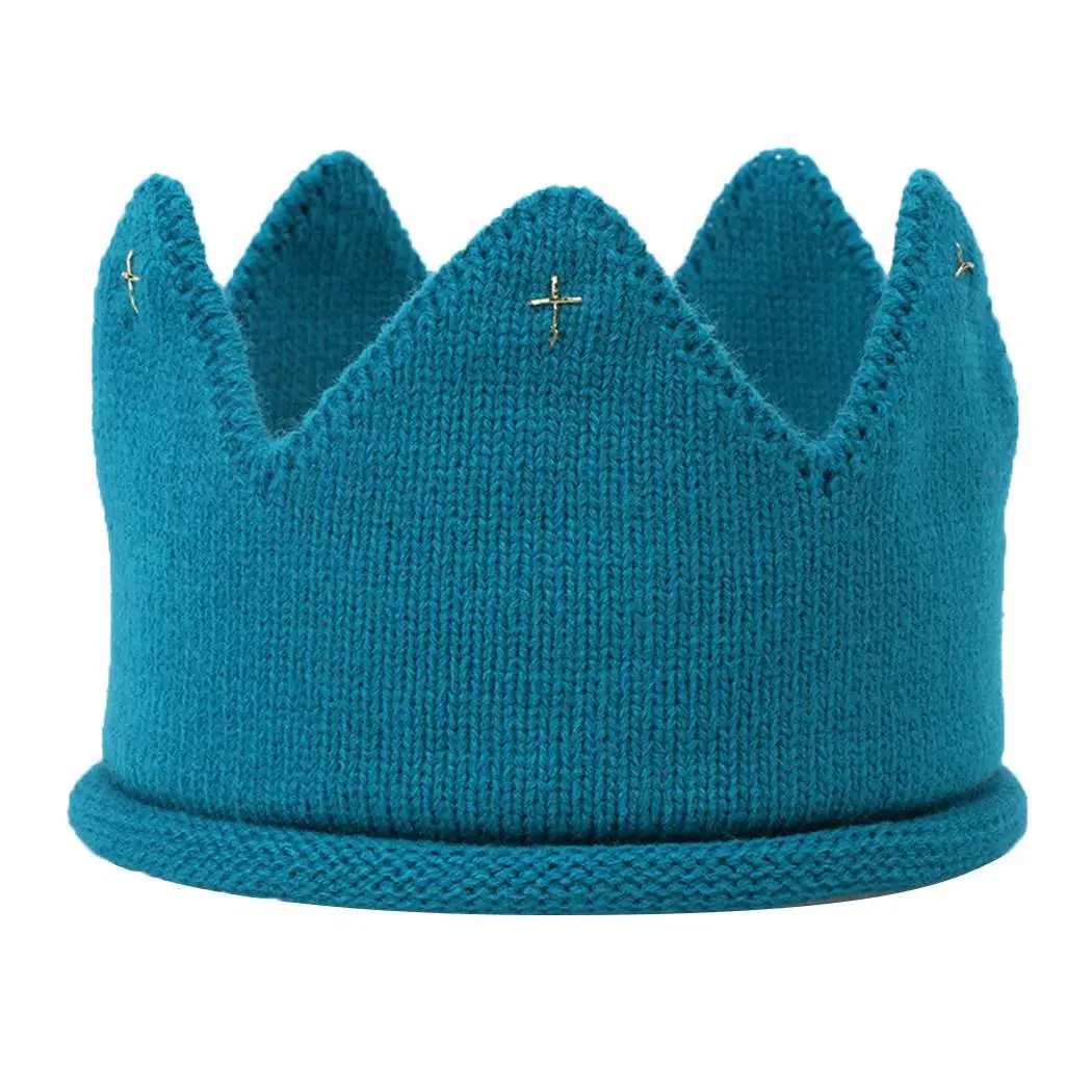 Унисекс Детские однотонные вязаные короны Форма праздничный обруч волосы 3 36