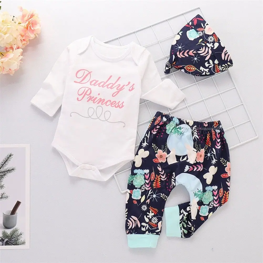 Комбинезон с цветочным принтом для новорожденных девочек 3 шт.|Комплекты одежды| |