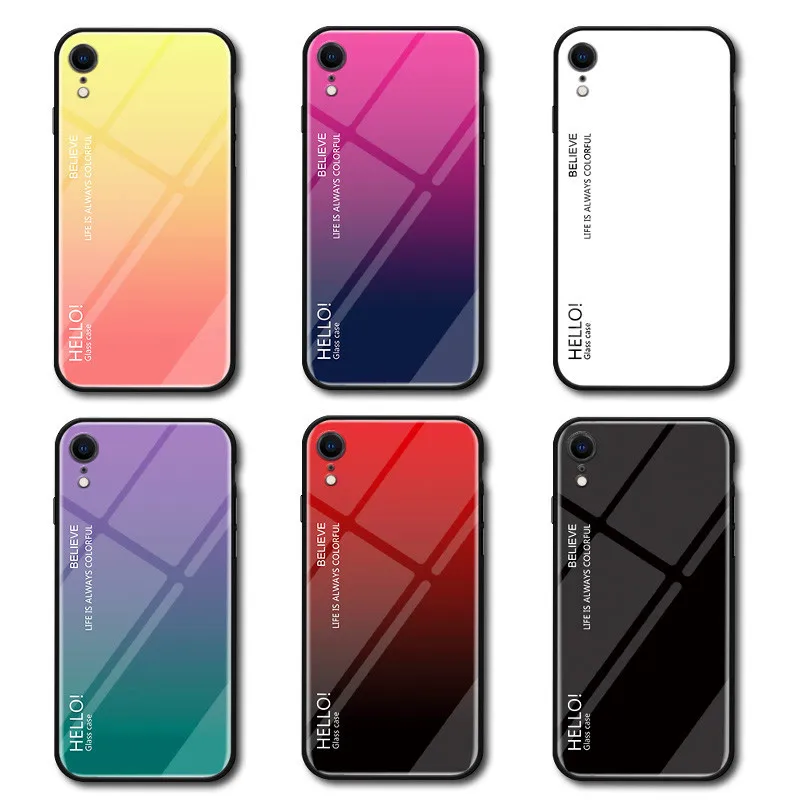 Стеклянный чехол для телефона iPhone XR XS Max градиентный Чехол 9H закаленное стекло