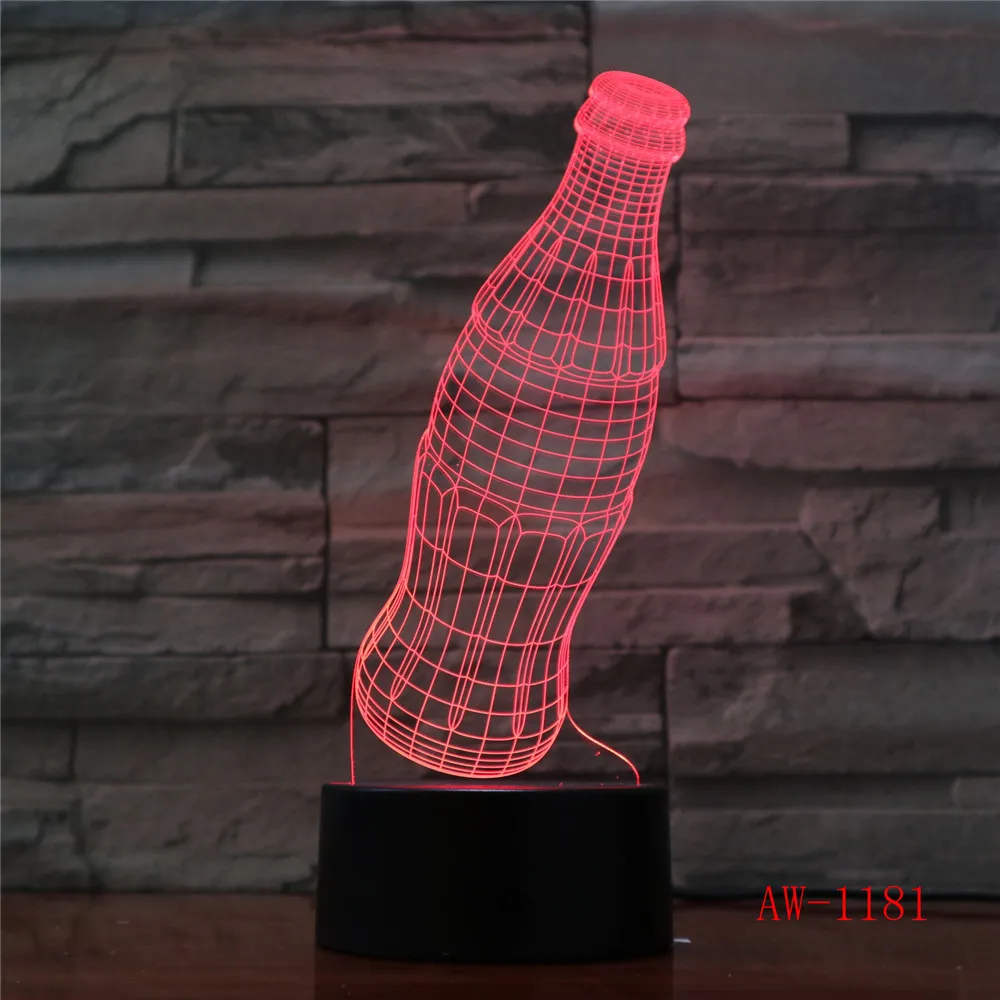 Светодиодный ночник с пультом дистанционного управления в бутылке USB 3D