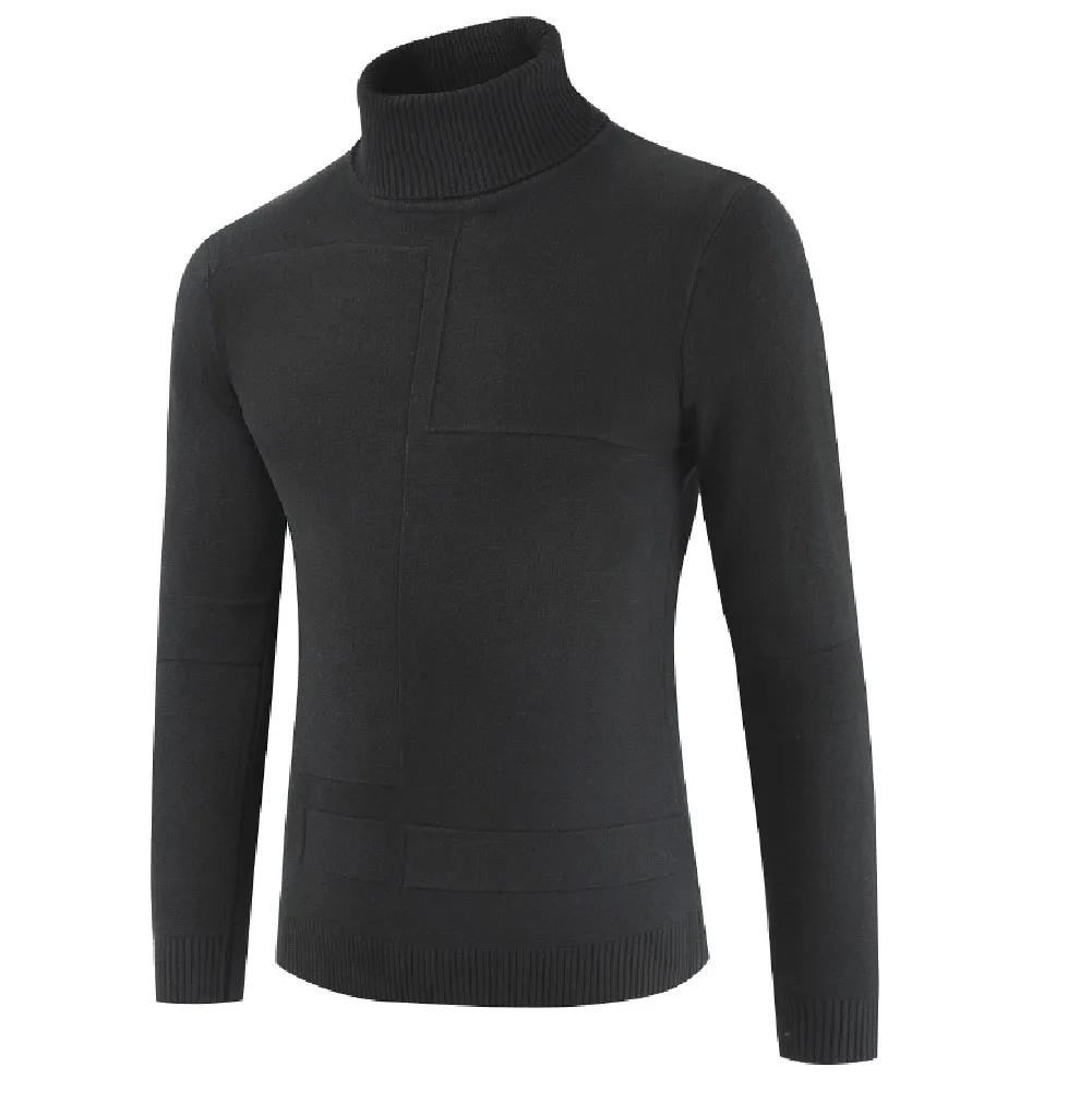 

2018 Winter Warm Men Turtleneck Knitwear Sweater Slim Fit Long Sleeve Stretch Basic Pullovers Tops For 4 Colors Choose
