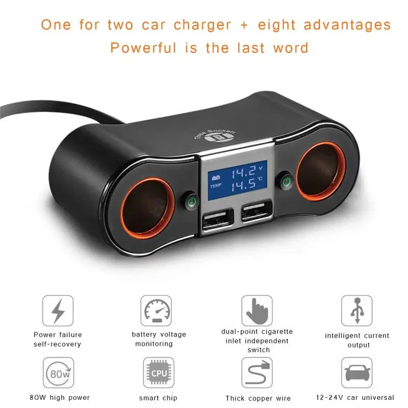 ZNB02 один для двух высокомощных двойных USB цифровой дисплей с линейным