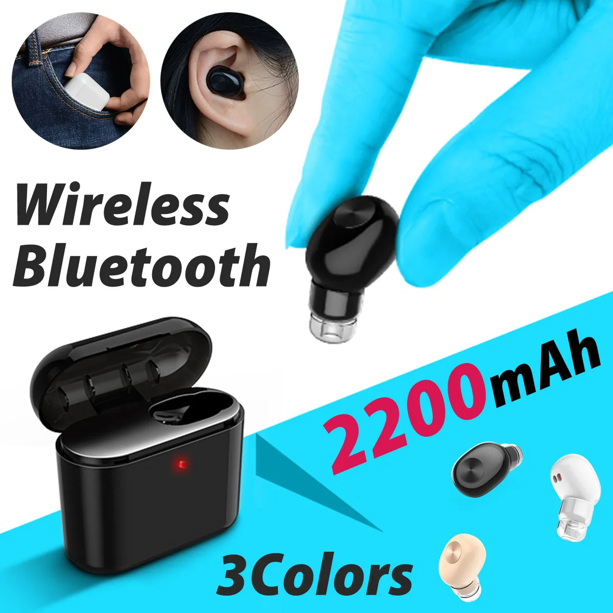 Bluetooth наушники BL1 черный/белый/черный светильник 2200 мАч Беспроводная bluetooth
