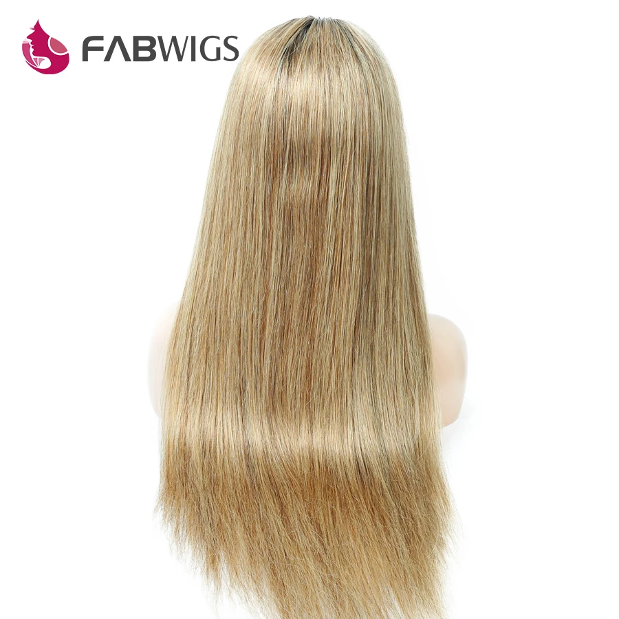 Fabwigs150% плотность Омбре 1b/27 медовый блонд полный шнурок человеческих волос парики предварительно сорванные бразильские Remy человеческие волосы парики с детскими волосами