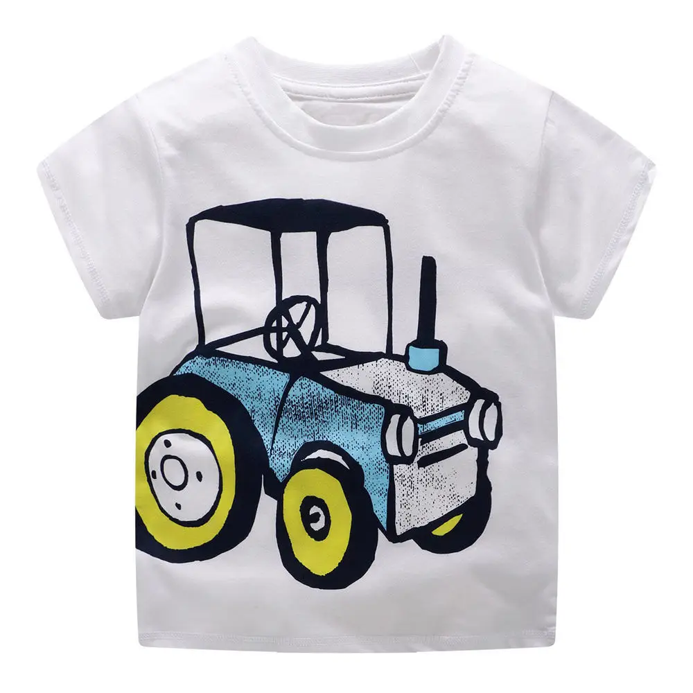 Фото Littlemandy/топы для мальчиков Футболка с принтом трактора футболки малышей летняя
