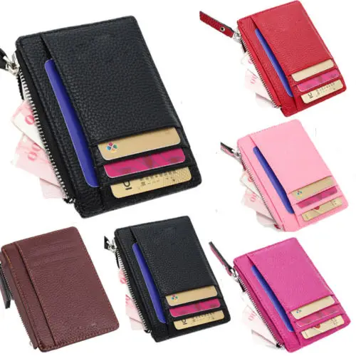 Wallet Slim Money Credit Card Holder ID Business Men/Women leather Purse Unisex PU Solid Hot Purses Holders | Багаж и сумки