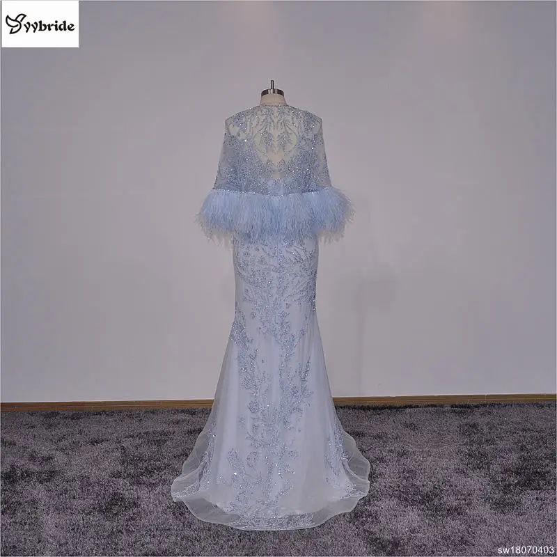 YYbride новый дизайн светло голубые Перья Бисероплетение Кристаллы Выпускные