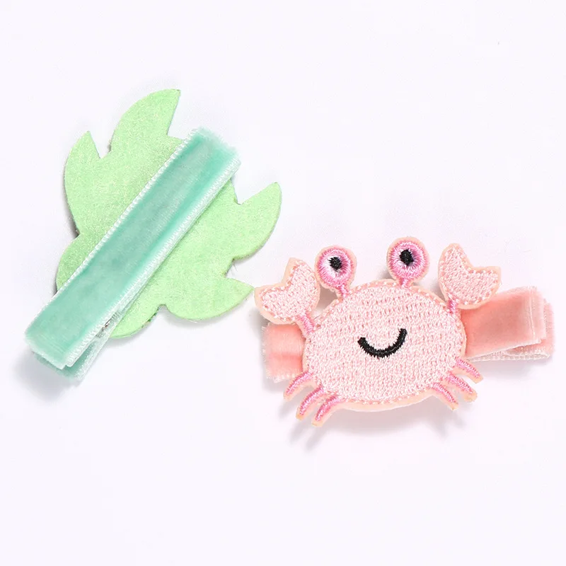 Million Love 2pcs/lot Cartoon Baby kids girl embroidery ocean animal hairpins girls hair accessories headwear clip bebes | Детская
