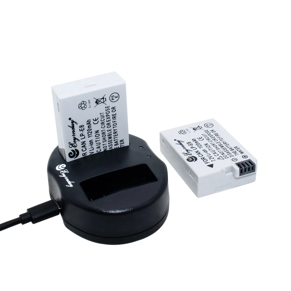 2 шт. LP E8 LPE8 батареи и 1 двойное usb зарядное устройство для Canon EOS 550D 600D Rebel T3i T2i камера