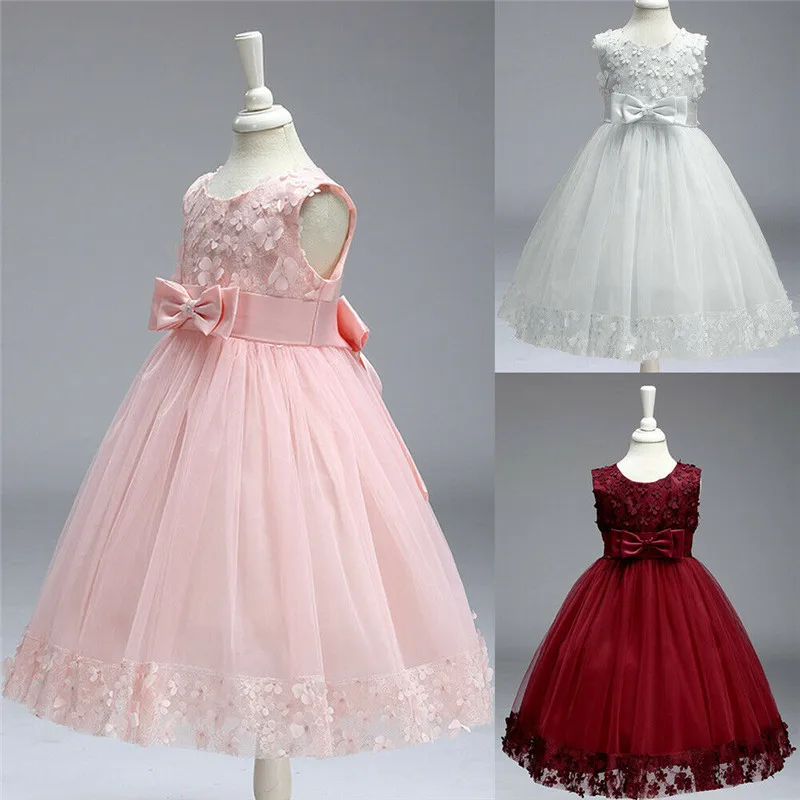 PUDCOCO Newest Fancy Kids Baby Girl Sleeveless Lace Flower Dress Bow Tutu Party Pageant Gown Cute Wedding Bridesmaid 2-8T | Детская