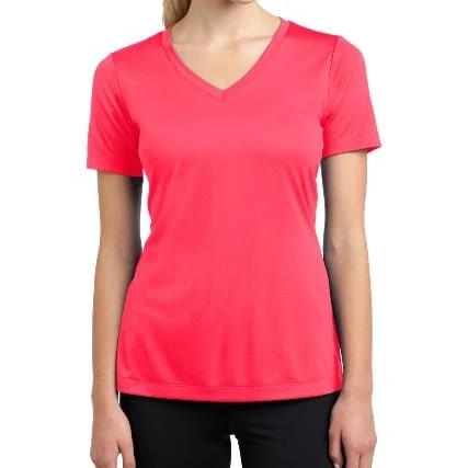Спорт-Tek LST353 дамы PosiCharge конкурент V шеи Tee Hot Coral-Small |