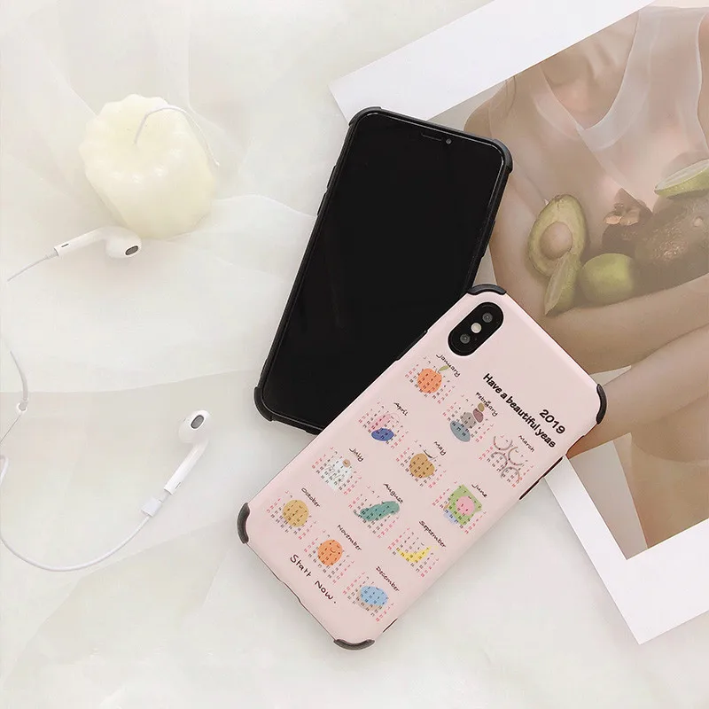 Милый розовый корейский чехол для телефона с изображением календаря iPhone 7 Puls 6 6S 8 X