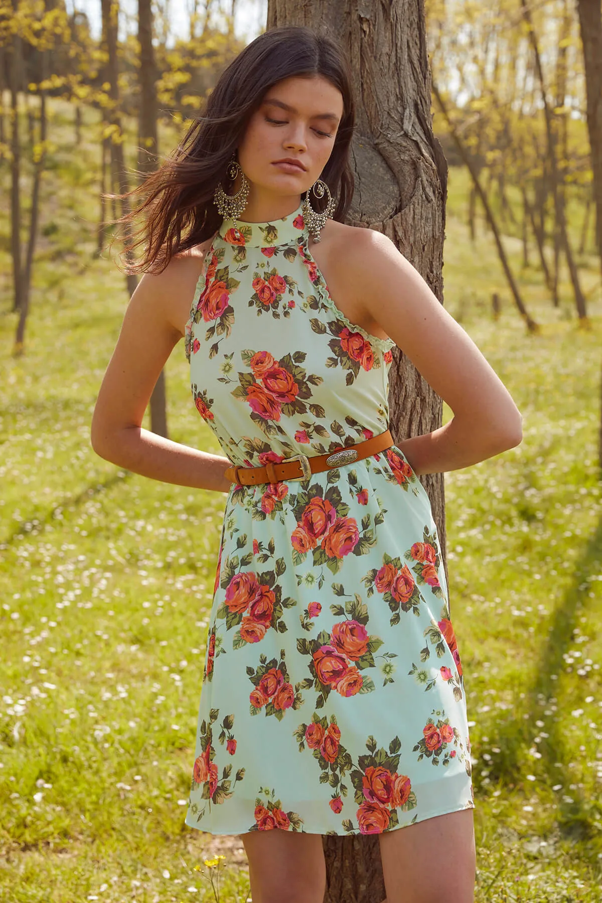 Платье Trendyol с разноцветным узором и оборками TOFSS18LE0226|Женские платья| |