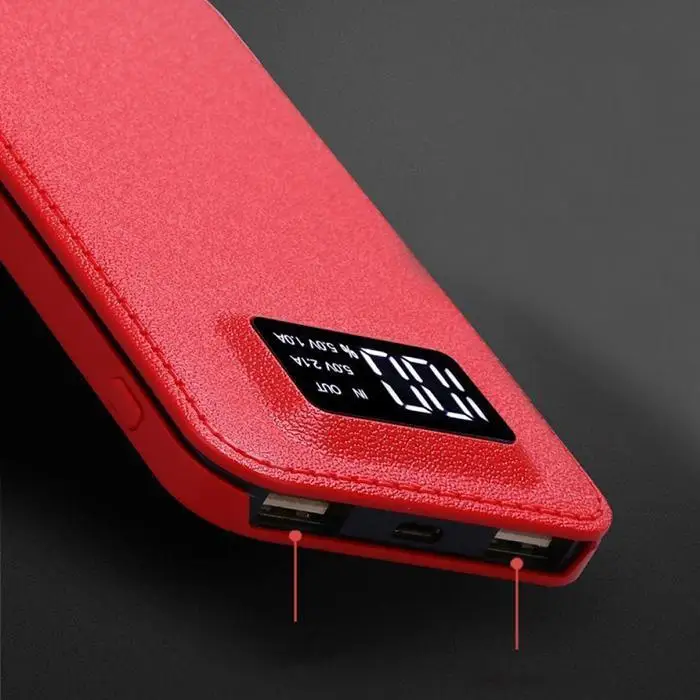 Ультратонкий ЖК цифровой портативный power Bank 2.1A общий пластик 8000 мАч аварийное