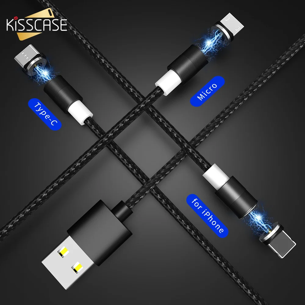 Магнитный Micro USB Кабель-адаптер KISSCASE для iPhone Samsung Xiaomi Type-c зарядный кабель Type-C