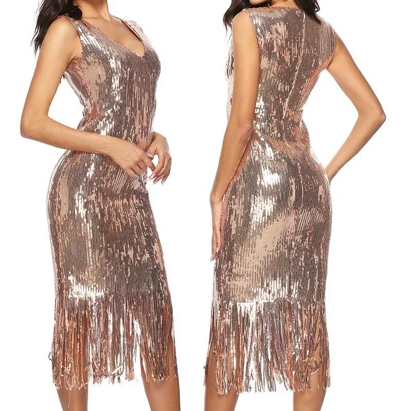 Женское блестящее платье с золотыми блестками vestidos зимние вечерние платья