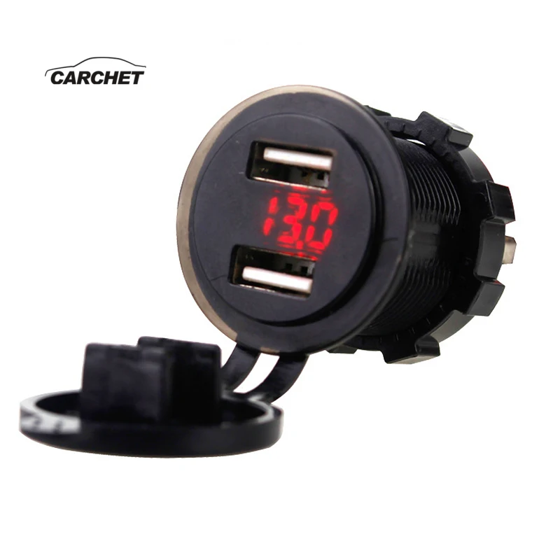 Автомобильное зарядное устройство CARCHET с 2 usb портами светодиодный цифровой