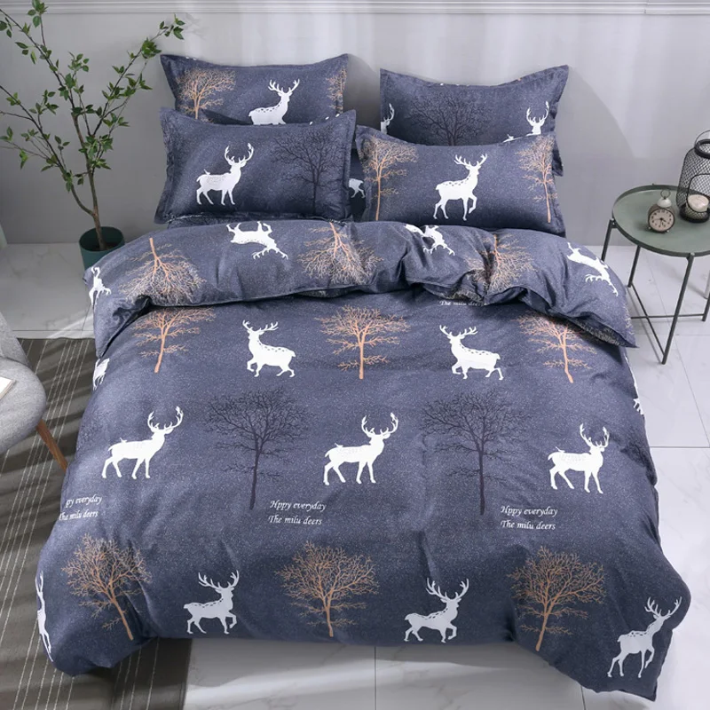 Offerte Cartone Animato Alberi Grigi E Cervi Set Biancheria Da Letto Twin Queen King Size Ragazze Bambini Ragazzi Adolescenti Bambini Copripiumino Lenzuolo Federa