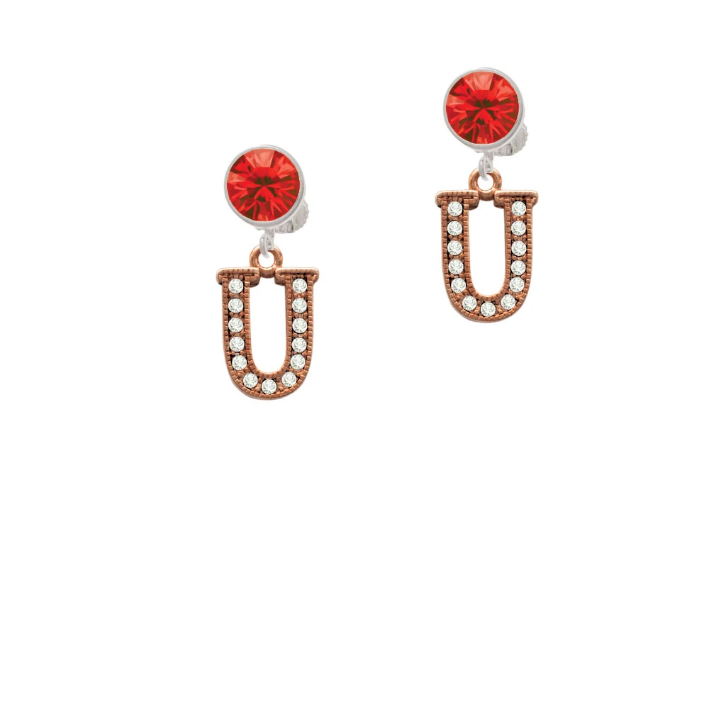 Crystal Rose Gold-colored Tone Initial - U Clip On Earrings | Украшения и аксессуары