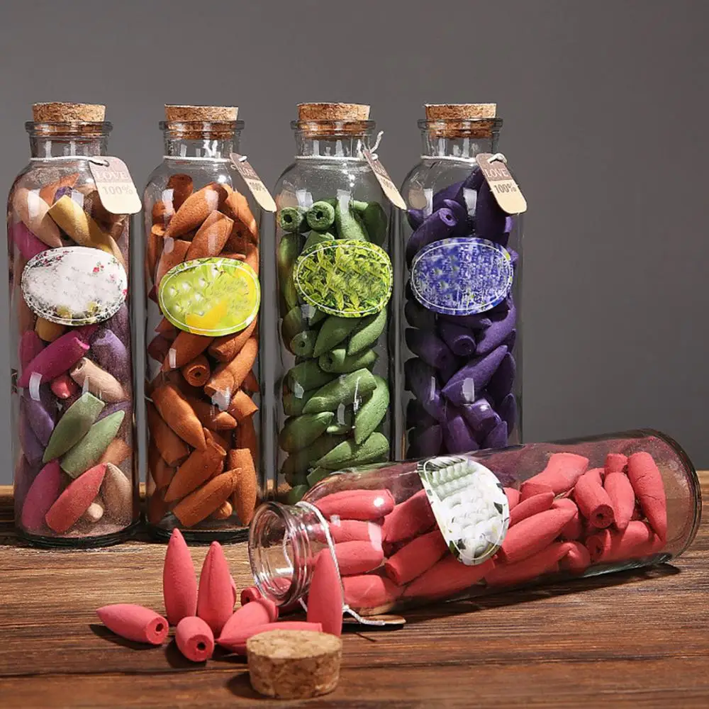 65 шт./корт. Конусы для благовоний смешанные натуральные благовония Роза Жасмин