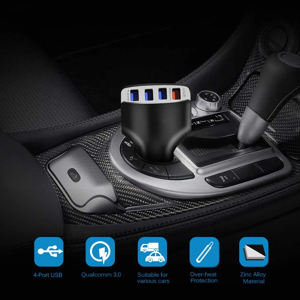 Автомобильное зарядное устройство KISSCASE QC 3 0 с быстрой зарядкой USB для iPhone X 8 7 Type C