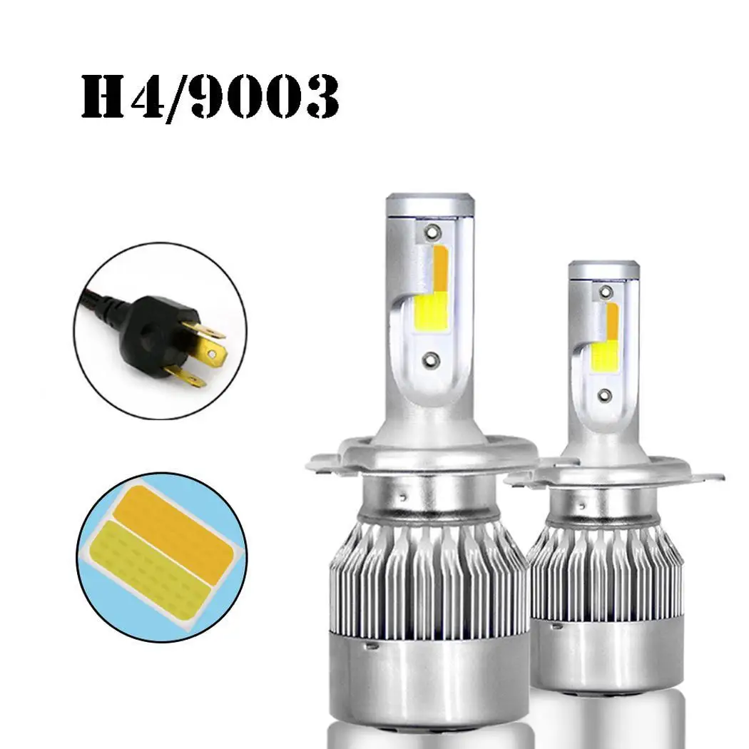 2 шт./компл. 9003 H4 авто 3600LM белый и желтый COB светодиодный Plug and Play IP68 автомобильный
