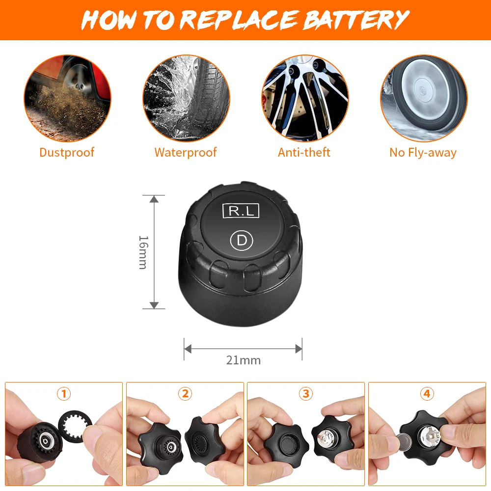 Солнечная TPMS автомобильная система контроля давления в шинах ЖК монитор 4
